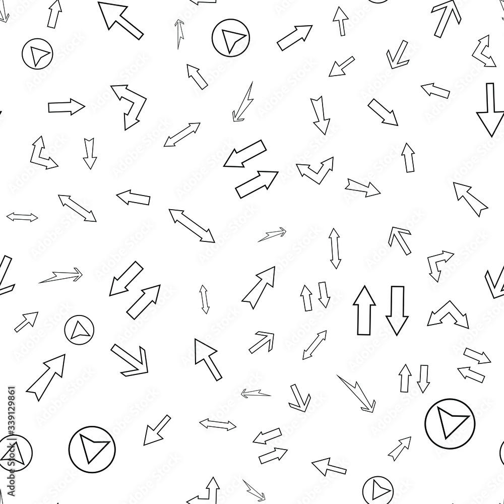 Poster seamless vector pattern with different arrows. modern cursor illustration