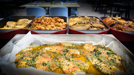 Self serve food, food bar and meat bar, Israeli food Buffet