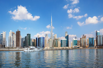 Naklejka na ściany i meble DUBAI - Amazing view on Dubai city center skyline, United Arab Emirates