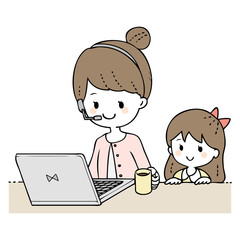 テレワークママと子供