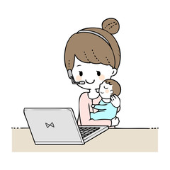 テレワークママと赤ちゃん