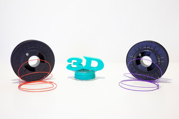 3D printing filament reels for 3d printers with text 