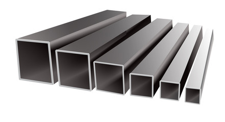 Vector illustration of iron square tubes on a white background