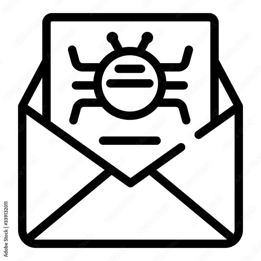 Poster email virus icon. outline email virus vector icon for web design isolated on white background