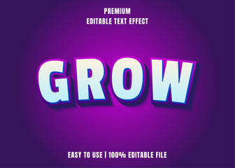 Editable text effect - Grow Silver Blue Font Style