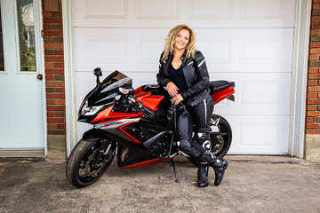 Plakat Young and sexy motocyclist