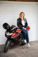 Plakat Motocyclist at home