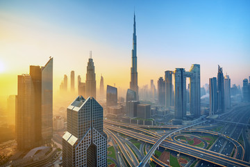 Fototapeta na wymiar DUBAI - Amazing view on Dubai city center skyline, United Arab Emirates