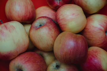 Lots of red and yellow apples