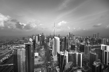 DUBAI - Amazing view on Dubai city center skyline, United Arab Emirates
