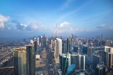 DUBAI - Amazing view on Dubai city center skyline, United Arab Emirates