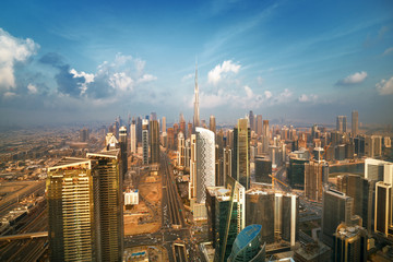 Fototapeta na wymiar DUBAI - Amazing view on Dubai city center skyline, United Arab Emirates