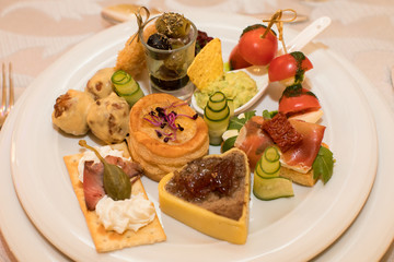 White plate with delicious menu