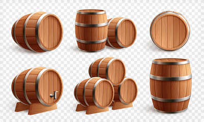 Wooden Barrels Transparent Set