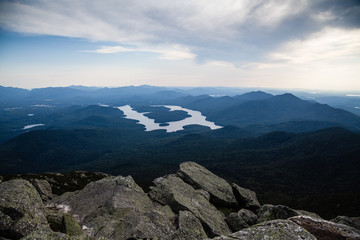 Rocks and Adirondack Mountains view