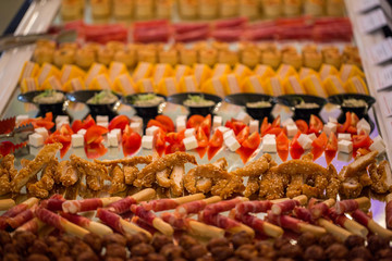 Delicious food in swedish buffet