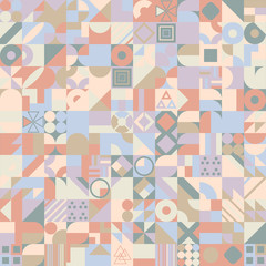 Simple banner of decorative patterns colored geometric composition flat style