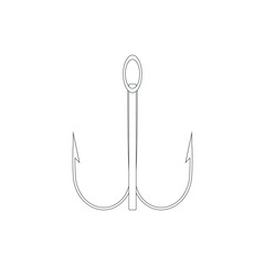 hook with three tips accessory for angling. illustration for web and mobile design.