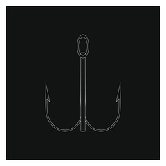 hook with three tips accessory for angling. illustration for web and mobile design.