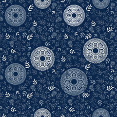 Pretty pattern with decorative flowers and leaves. Floral background for textile, fabric manufacturing, wallpaper, covers, surface, print, gift wrap, scrapbooking.