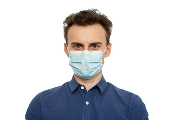 Young man with protective mask