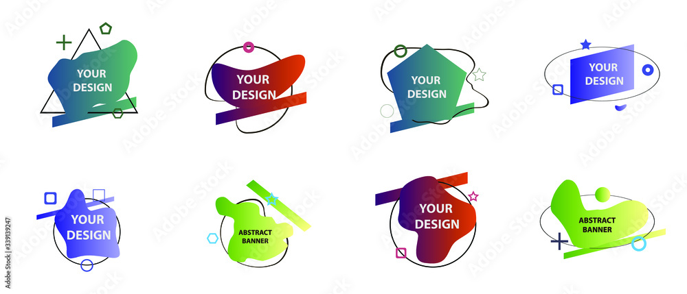 Aufkleber set of modern abstract vector banners. multicolor flat geometric shapes. geometric gradient figures,