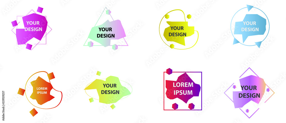 Fototapete set of modern abstract vector banners. multicolor flat geometric shapes. geometric gradient figures,