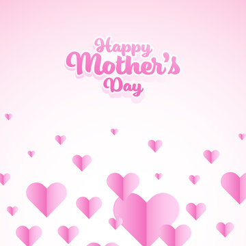 Happy Mothers Day Concept with Pink Paper Hearts.