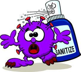 Corona virus running from sanitizer