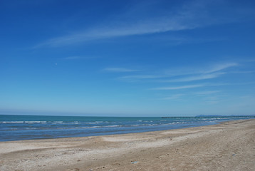 Fototapeta na wymiar A deserted beach near Rimini in Italy