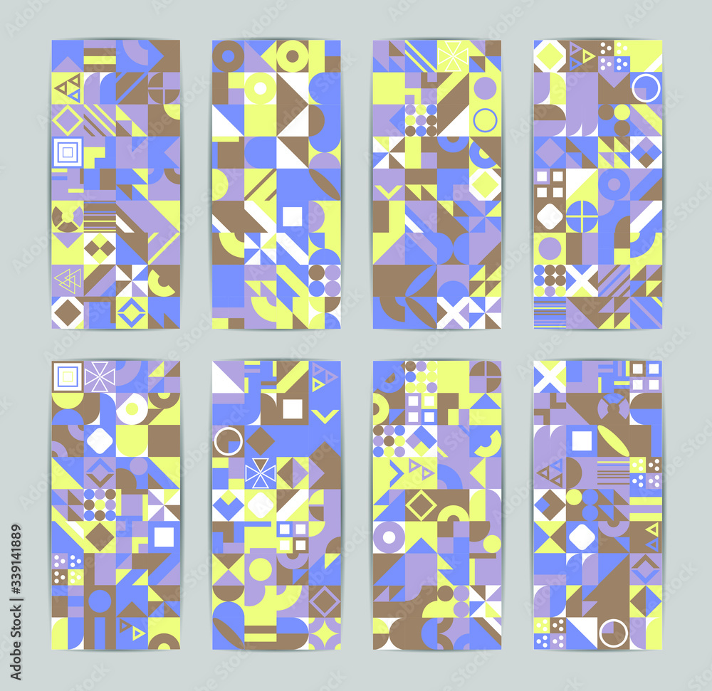 Aufkleber abstract multicolored geometric pattern. different geometric figures background. flat minimal style.