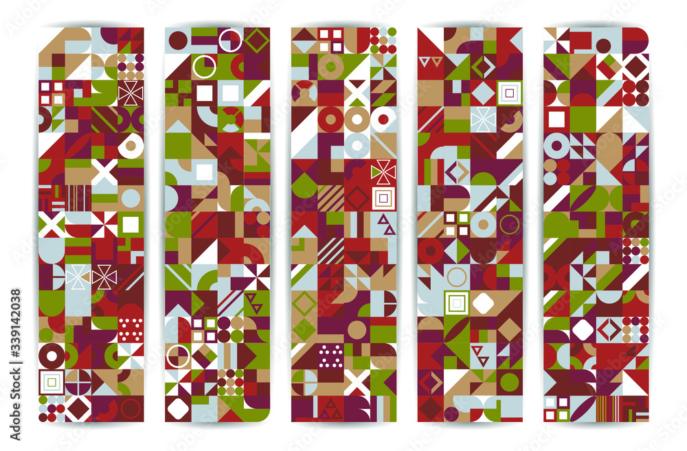 Aufkleber abstract multicolored geometric pattern. different geometric figures background. flat minimal style.
