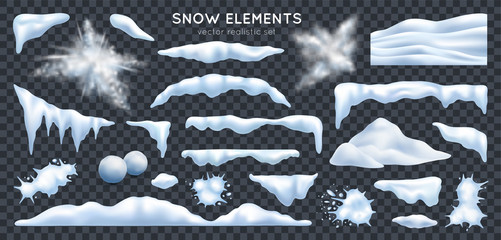 Snow Realistic Set Transparent 