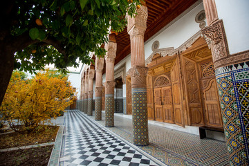Beautiful interior garden of moroccan palace