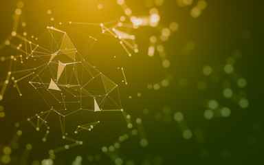 Abstract background. Molecules technology with polygonal shapes, connecting dots and lines. Connection structure. Big data visualization.