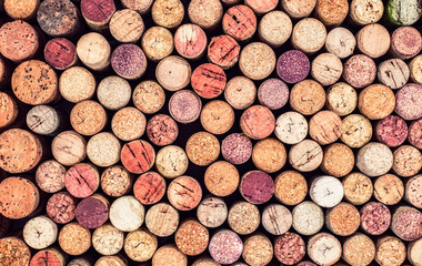 Old Used corks plugs from various types of wine