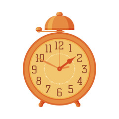 Orange Old Fashioned Alarm Clock, Time Measuring Instrument Vector Illustration