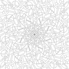 Geometric mandala coloring book. Beautiful relax dud black and white ornament. Large size, meditative drawing. Coloring book page.