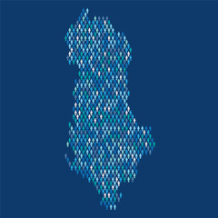 Albania population infographic. Map made from stick figure people