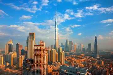 Naklejka premium Dubai city center view, United Arab Emirates