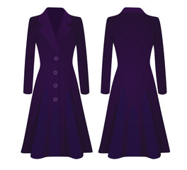 Woman purple coat. vector illustration