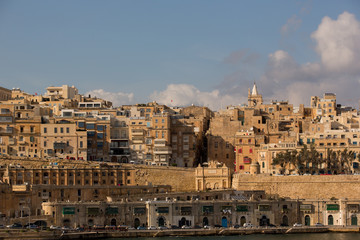Fototapeta premium Beautiful view over the famous Valletta village at sunset, in Malta