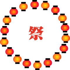 提灯丸フレーム　文字あり　アクリル画