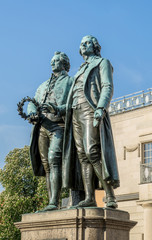 Monument to Goethe and Schiller before the national theater in Weimar 