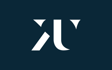 KU or UK and K or U Uppercase Letter Initial Logo Design, Vector Template