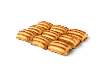 Shortbread cookies with jam isolated on white background.