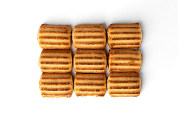 Shortbread cookies with jam isolated on white background.