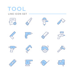 Set color line icons of electric and hand tool