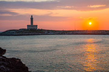 The Vieste lighthouse at dawn