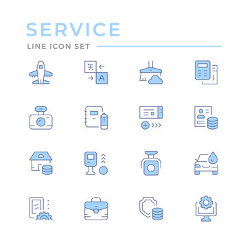 Set color line icons of services
